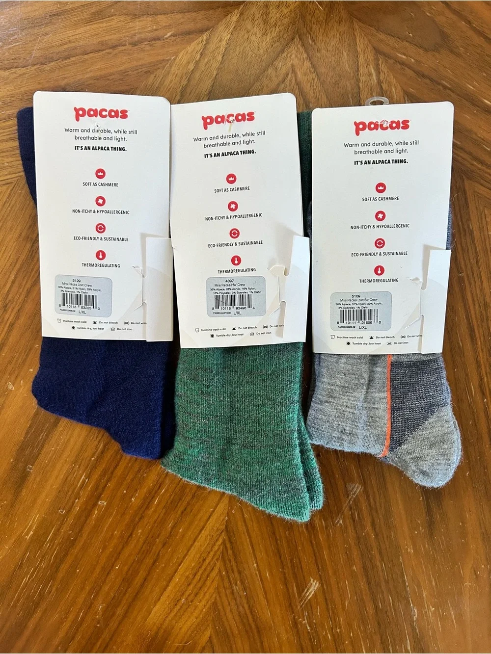 Pacas Men's Alpaca Blend Socks Navy Green Gray (3-Pack)